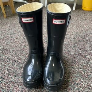 Black glossy hunter boots